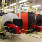 Gas boilers in gas boiler room for steam production