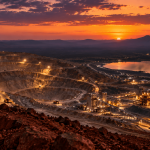 Investigative journalist overlooking Tanzania gold mine — mining investigations documentary photography